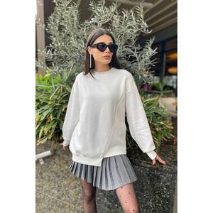 Sweat-shirt asymétrique surdimensionné Luna 320G en tricot respirant pour femme - Product Image 1