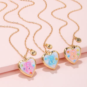 Ensemble de 3 colliers avec pendentif cœur pour meilleures amies, cadre photo pour meilleur ami, collier ouvert avec pendentif pour filles, enfants, bijoux - Product Image 4