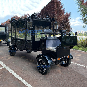 Chariot funéraire électrique noir à quatre roues 2026 avec couvercle en verre - Chariot électrique classique de type chariot tiré par des chevaux à vendre - Product Image 3