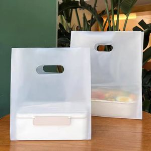 Sacs à provisions en plastique poly givré transparent paquet de pain sac de Ldpe sac en plastique découpé à l'emporte-pièce avec poignée - Product Image 4