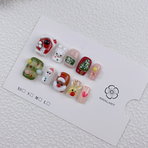 <span class=keywords><strong>Uñas</strong></span> postizas acrílicas hechas a mano largas navideñas de lujo con accesorios de diamantes de imitación Prensa de alta calidad en las <span class=keywords><strong>uñas</strong></span> Diseño elegante - Product Image 5