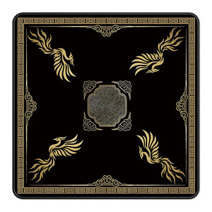 Printed Mahjong Table Mat Blue Gold Landscape <b>Game</b> Mat Decorative Mahjong Play Rug for Hotel Club Lounge - Product Image 3
