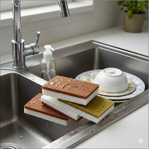 ฟองน้ำขัดผิวแบบจับถนัดมือ แผ่นทำความสะอาดที่สะดวกสบายพร้อมการยึดเกาะที่แน่นหนา ตัวช่วยลบคราบที่มีประสิทธิภาพ - Product Image 6