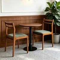 Combinaison Table et Chaise de Restaurant Western Vintage Style Hong Kong, Siège en Bois Massif Personnalisable, Usage Commercial, Thé, Dessert, Métal