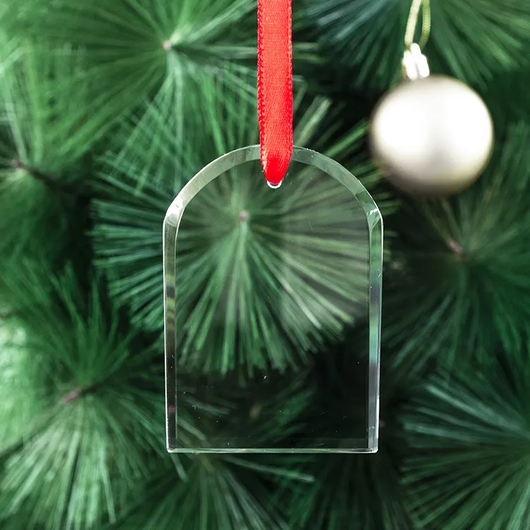 도매 승화 유리 크리스마스 장식품 맞춤형 지우기 k9 크리스탈 유리 펜던트 맞춤형 크리스마스 장식품