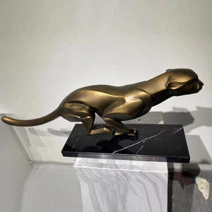 Fabricant de statues de panthère moderne personnalisées Décoration extérieure Métal Art Acier inoxydable Bronze coulé Sculpture de léopard - Product Image 5