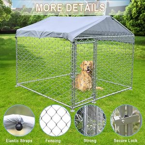 6.6X6.6FT คอกสุนัขขนาดใหญ่คอกสุนัขกลางแจ้งพร้อมหลังคาคอกสุนัขขนาดใหญ่คอกสุนัขพร้อมหลังคากันน้ำสำหรับสนามหลังบ้าน - Product Image 5