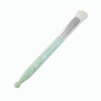 Pinceau de maquillage 2-en-1 en jade vert Xiuyan avec outil de massage par acupression pour le soin du visage et des yeux