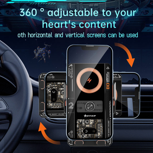 Factory Direct Supply Smart Sensor Wireless Magnetic Metal Car Charger Mount 15W Auto-Clamping Vent Phone Holder Stand