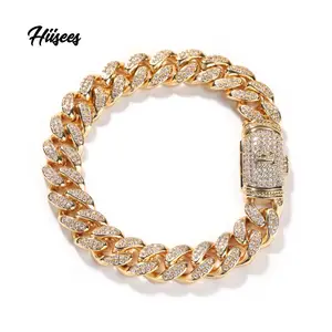 Fashion Hip Hop Rapper Jewelry Custom A-Z Letter Chain Bracelet Iced Out AAAAA Cubic Zirconia Men 12mm Cuban Link Chain Bracelet