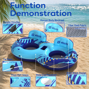 Vellux Double Swim <b>Ring</b> Inflatable Float For Adults And <b>Kids</b> With High Buoyancy And Anti Tipping Design - Product Image 3