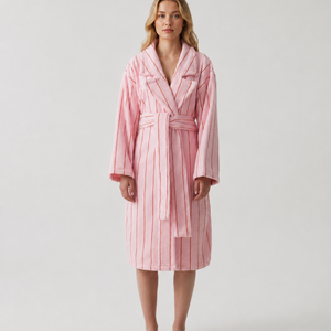 Luxury Cotton Terry Striped Bathrobe <strong>Thick</strong> Soft Spa Robe for Hotel Men Women Highly Absorbent Pink <strong>Dressing</strong> <strong>Gown</strong> - Product Image 1