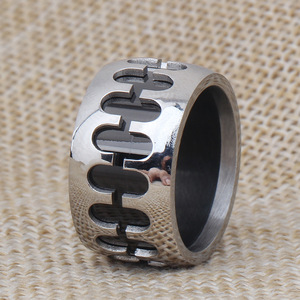 Anillo de Acero de Titanio de 12 mm con Patrón Geométrico, Joyería de Moda para Hombre, Regalo - Product Image 4