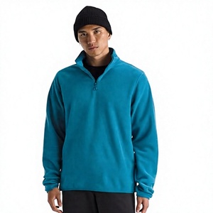 Men's Solid Color Quarter <b>Zip</b> Fleece Pullover Regular Fit Breathable Winter Casual <b>Top</b> Blue - Product Image 1