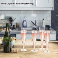 Flûte à champagne jetable en plastique doré scintillant de 4,5 oz, verre à usage unique pour fêtes, événements et mariages, gobelet en plastique détachable