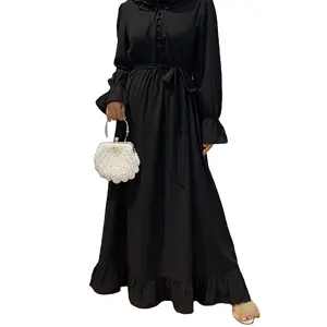zwart western kurti Suppliers-Best Selling Kurtis Voor Vrouwen Abaya Jurken Peplum Stijl Baju Kurung Twee Stukken Sets Islamitische Moslim Jurk