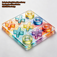 Jeu d'échecs en Lucite OEM, jeu de Tic-Tac-Toe XO, logo personnalisé imprimé, jeu de société promotionnel portable en acrylique