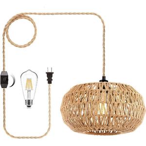 <b>Retro</b> Hemp Rope Chandelier Oval Shape Single Head LED <b>Light</b> For Home Coffee Shop Bar Restaurant <b>Ceiling</b> Lamp - Product Image 1