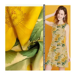 Soft Feeling 100% Polyester Silk Shiny Digital Printed Satin Chiffon Fabrics For Dress