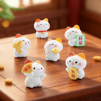 Figurine de chat porte-bonheur miniature en plastique, décoration de gâteau, décoration de paysages pour pot de plantes de bureau, collection de boîtes mystères, cadeau