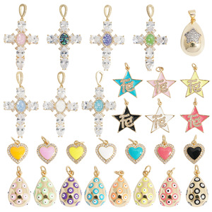 Cross Zircon Pendant Charms Copper Alloy Bezel Setting DIY Jewelry Accessories Necklace Fashion Pendants - Product Image 1