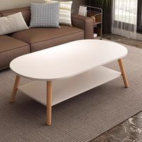 Table basse ovale avec rangement en bois massif, table d'appoint moderne minimaliste pour salon, meuble domestique simple et pratique