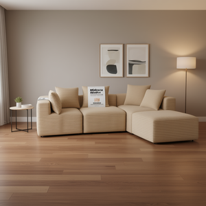 Sofá Seccional Modular Miebaca Alirice Cloud Beige de 3 Plazas, Asiento Profundo, Sin Necesidad de Ensamblaje, Diseño Moderno para Sala de Estar - Product Image 2