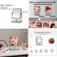 Factory Sale Double Sided Rectangle Desktop Cosmetic Mirror 5 Year Warranty Magnification Stainless Steel Bathroom Mirror