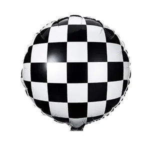 Hot selling black and white checkered ball F1 equation racing set tire aluminum film balloon decoration aluminum foil balloon