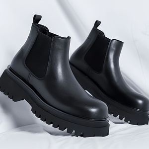 Summer Formal Ankle Boots for Office Career Genuine Leather Chelsea Height Increasing Patent Leather Cowboy Shoes Handsome - Product Image 1