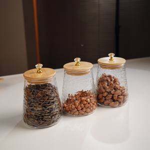 Juego de tarros de almacenamiento de alimentos de vidrio de borosilicato alto, botellas de almacenamiento rectas con tapa de bambú para contenedor de alimentos personalizado de miel - Product Image 6