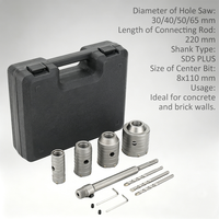 Kit de scies cloches SDS Plus pour béton avec étui de rangement pour le perçage de trous dans les murs en briques, ciment et maçonnerie, pour la pose de climatiseurs
