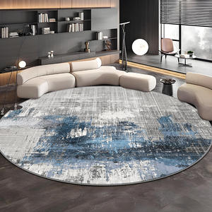 Alfombra redonda de estilo italiano con patrón abstracto, de fibra de poliéster gruesa, para decoración del hogar, para sala de estar, dormitorio, sofá, café - Product Image 2