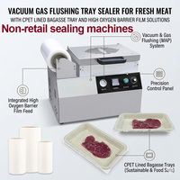 Solution de machine d'emballage sous vide industrielle avec plateaux en bagasse de canne à sucre sans PFAS et film de scellage VSP résistant au four à 220°C