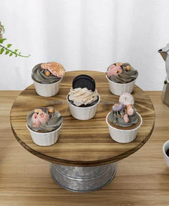 Décoration de mariage gâteau et doux support de service avec plateau en bois supérieur et base galvanisée pour la célébration d'anniversaire de Noël - Product Image 3