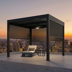Pergola en aluminium directement de l'usine avec dimensions personnalisées pour projets commerciaux et distribution en gros, gazebo à lames orientables en aluminium - Product Image 1