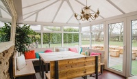 Véranda moderne en aluminium Nuoxin, jardin d'hiver, maison en verre feuilleté 4 saisons, 6063-T6, rupture de pont thermique, étanche, écologique, Vill