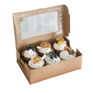 Cupcake Boxes with Inserts And Window Hold 6 Cupcakes Kraft Bakery Cake Boxes Pastry for Cookie