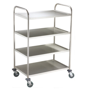 Stainless Steel Serving <b>Trolley</b> Four Tier Food Service <b>Cart</b> With Wheels - Product Image 2