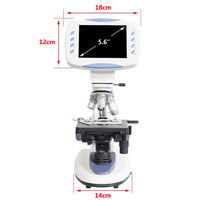 Microscope biologique numérique SCIEDU 5MP avec écran LCD 5,6'', grossissement 200-5000X, objectif à huile 100X, microscope de laboratoire avec carte USB SD