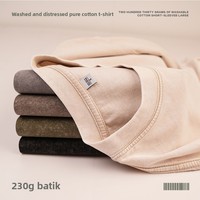 T-shirt Homme Basique Oversize en Coton Lavé Effet Vieilli 230G Personnalisé avec Motif Dessin Animé Col Rond Manches Courtes – Vente Directe Usine OEM