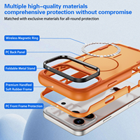 Dual Layer Hybride Anti-Stoot Telefoonhoesje met Ingebouwde Magnetische Ring Lensstandaard Beschermhoes voor iPhone 16 17 18 ProMax