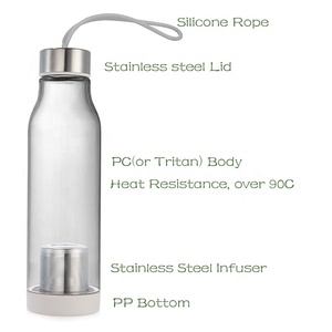 Botella <span class=keywords><strong>de</strong></span> <span class=keywords><strong>plástico</strong></span> para beber agua modelo Simple del fabricante <span class=keywords><strong>con</strong></span> Infusor <span class=keywords><strong>de</strong></span> té Vasos para el hogar <span class=keywords><strong>de</strong></span> acero inoxidable - Product Image 2