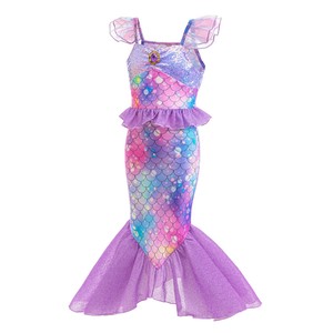 Disfraz de Princesa <span class=keywords><strong>Ariel</strong></span> con Volantes de Arcoíris, Vestido de Sirena para Cosplay, Disfraces de Película para Niñas, Vestido de Fiesta para Halloween, Carnaval, Navidad - Product Image 4