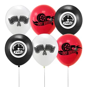 送货白色黑色红色赛车主题乳胶气球用品赛车派对装饰批发