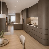 Gabinetes de Cocina Modernos de Aleación de Aluminio Personalizados con Isla de Almacenamiento, Dimensiones y Acabados a Medida, Hechos a Pedido