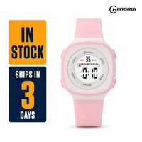 Jam Tangan Digital Mingrui Fashion untuk Anak Perempuan, Jam Tangan Kotak, Hadiah Anak, Jam Tangan Digital LED Elektronik 37.4MM 30M Tahan Air