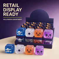 Squishy d'Halloween pour soulager le stress, jouet à paillettes, crâne, œil, citrouille, squelette, designs variés, unisexe, à partir de 14 ans