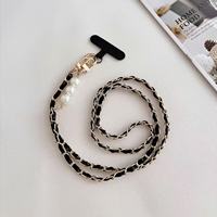 Étui de téléphone universel antichoc en cuir et métal de luxe avec lanière tour de cou en perles, pochette anti-perte pour téléphone portable 160 cm