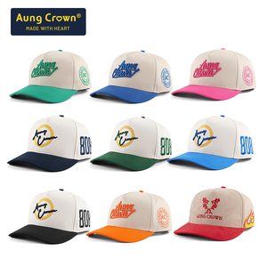 Casquettes de baseball unisexes entièrement personnalisées en gros, 5 panneaux, brodées, en tissu de coton, taille ajustable, bicolores, pour le sport - Product Image 3